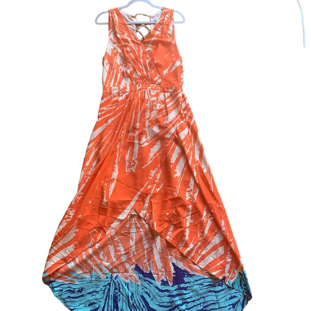 Presley Skye maxi dress high low lined fun dress for summer party large